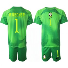 Camiseta de fútbol Brasil A.Becker 1 Portero Niño 2ª equipación Copa Mundo 2022